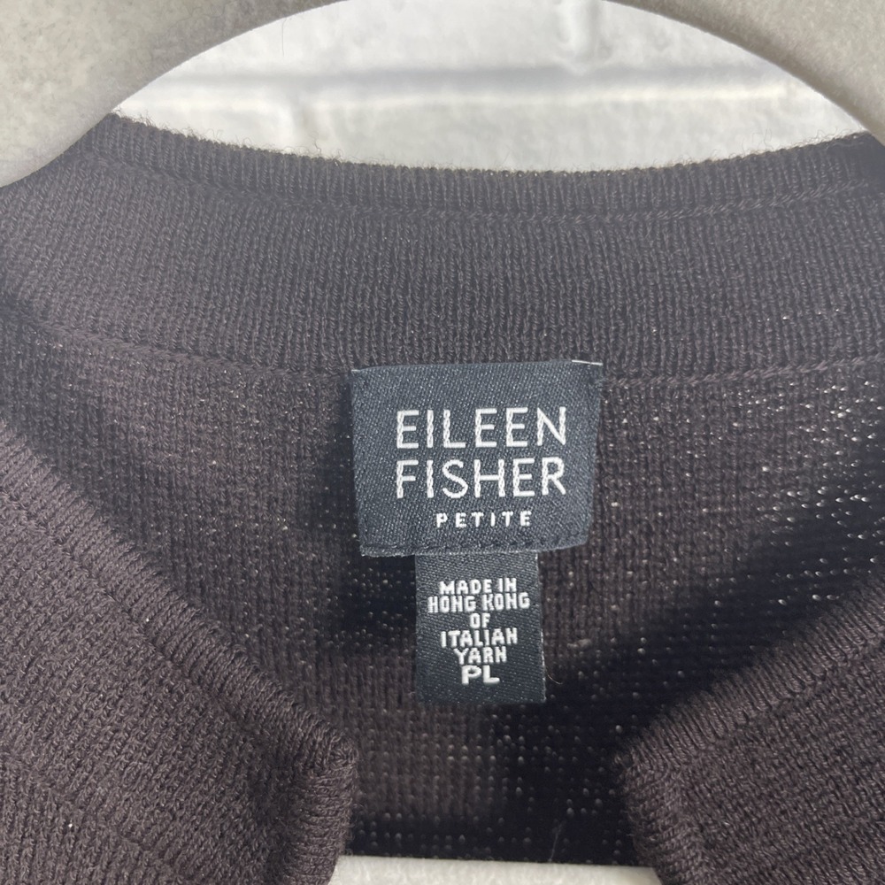 Eileen Fisher Wool Longline Open Front Cardigan Jacket Womens Petite PL Brown - Picture 4 of 8